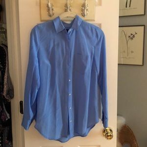 J. Crew Blue Silk Button-Down Blouse